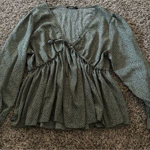 SHEIN Green Polka Dot Blouse